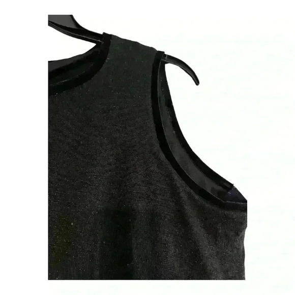 Vintage Domina Sleeveless Black Sweater Dress with Velvet Trim and Slip - Picture 6 of 7